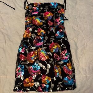 Floral Sequin Dress - Multicolor